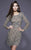 Shail K - 21209 Sequined Scoop Long Sleeves Dress  In Gray