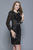Shail K - 21209 Sequined Scoop Long Sleeves Dress  In Black and Silver