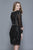 Shail K - 21209 Sequined Scoop Long Sleeves Dress  In Black and Silver