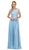 Dancing Queen - 2121 Sheer Floral A Line Evening Gown In Blue
