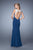 La Femme - 21221 Embroidered V-neck Trumpet Dress In Blue