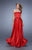 La Femme - 21225 Strapless Ribbon Accented Gown In Red