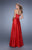 La Femme - 21225 Strapless Ribbon Accented Gown In Red