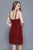 Shail K - 21227 Sequined V-Neck Sheath Dress In Red