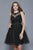 Shail K - 21231 Sequined Floral Sheer Cocktail Dress In Black