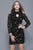 Shail K - 21234 Lattice Sequined Sheath Cocktail Dress In Black