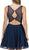 Dancing Queen - 2124 Illusion Cutout Chiffon Cocktail Dress in Blue