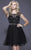 Shail K - 21240 Cap Sleeve Beaded Tulle Cocktail Dress In Black