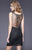 Shail K - 21241 Ornate Geo-Motif Illusion Sheath Dress In Black