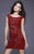 Shail K - 21244 Beaded Scoop Cap Sleeves Dress In Red