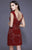 Shail K - 21244 Beaded Scoop Cap Sleeves Dress In Red