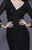 Shail K - 21248 V Neck Beaded Long Sleeves Dress In Black