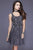 Shail K - 21259 Choker Accented Geo-Motif A-Line Dress In Gray