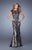 GiGi - 21259 Bedazzled Illusion Bateau Sheath Dress in Black and Neutral