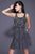 Shail K - 21259 Choker Accented Geo-Motif A-Line Dress In Gray