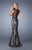 GiGi - 21259 Bedazzled Illusion Bateau Sheath Dress in Black and Neutral