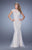 GiGi - 21259 Bedazzled Illusion Bateau Sheath Dress in White and Neutral