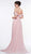 Colors Dress - 2125 Drape Cold Shoulder Foil Chiffon Caped Gown In Pink