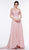 Colors Dress - 2125 Drape Cold Shoulder Foil Chiffon Caped Gown In Pink