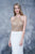Nina Canacci - 2126 Illusion Geo-Halter Sheath Gown In White and Gold