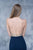 Nina Canacci - 2126 Illusion Geo-Halter Sheath Gown In Blue and Gold