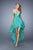 La Femme - 21274 Ruched High Low A-line Dress In Green