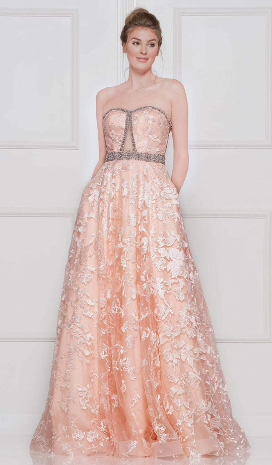 Colors Dress - 2127 Lace Applique Semi-Sweetheart A-line Dress In Pink