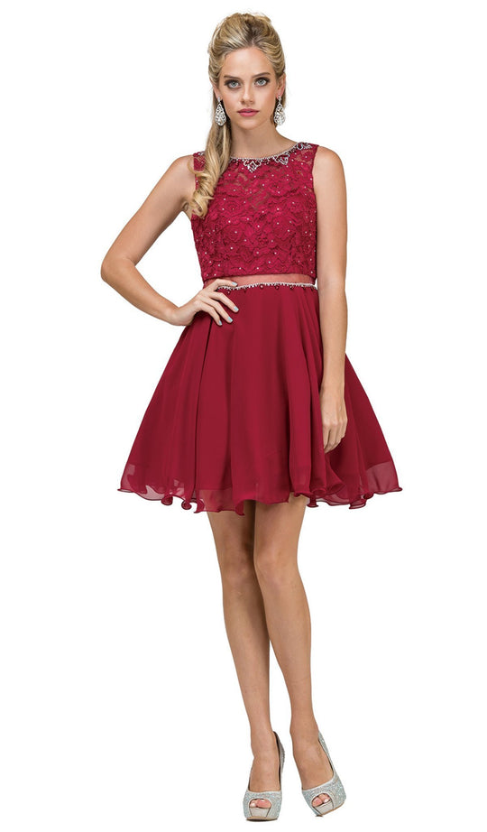 Dancing Queen - 2128 Lace Bateau A-Line Cocktail Dress