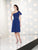 Social Occasions - 212812 Beaded Asymmetric Neck Dress in Blue