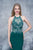 Nina Canacci - 2128 Embroidered Illusion Halter Sheath Dress In Green