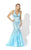 Blush - X007 Embellished Deep V-neck Mermaid Gown In Blue