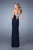 La Femme - 21292 Metallic Embroidered Strapless Gown In Blue