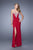 La Femme - 21292 Metallic Embroidered Strapless Gown In Red