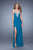 La Femme - 21292 Metallic Embroidered Strapless Gown In Blue