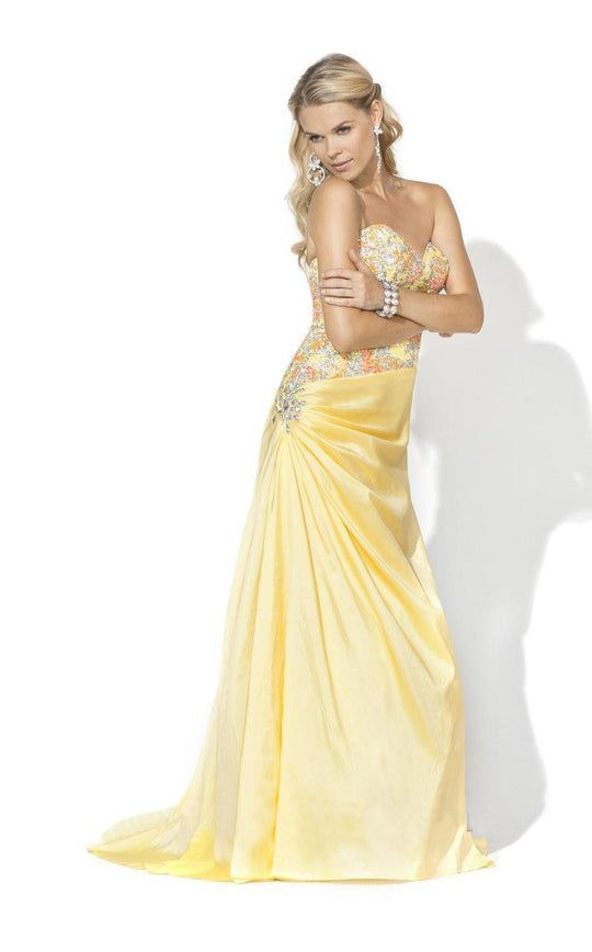 Blush - X013 Strapless Sweetheart Evening Gown In Yellow