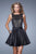 La Femme - 21297 Embroidered Satin A-line Dress In Black