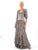 Daymor Couture - Beaded Crinkled Long Gown with Bolero 213 in Brown