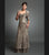 Daymor Couture - Beaded Crinkled Long Gown with Bolero 213 in Brown