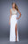 La Femme - 21303 Embroidered Sheer Bateau Sheath Dress in White
