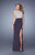 La Femme - 21303 Embroidered Sheer Bateau Sheath Dress in Gray