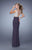La Femme - 21303 Embroidered Sheer Bateau Sheath Dress in Gray
