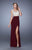 La Femme - 21303 Embroidered Sheer Bateau Sheath Dress in Red