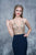 Nina Canacci - 2130 Embroidered Illusion V-neck Sheath Dress In Blue and Gold