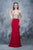 Nina Canacci - 2130 Embroidered Illusion V-neck Sheath Dress In Red and Gold
