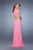La Femme - 21314 Sheer Lace Sheath Dress In Pink and White