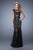 GiGi - 21318 Embellished Illusion Bateau Trumpet Dress in Black and Neutral