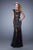 GiGi - 21318 Embellished Illusion Bateau Trumpet Dress in Black and Neutral