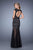 GiGi - 21318 Embellished Illusion Bateau Trumpet Dress in Black and Neutral