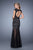 GiGi - 21318 Embellished Illusion Bateau Trumpet Dress in Black and Neutral