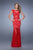 GiGi - 21318 Embellished Illusion Bateau Trumpet Dress in Red and Neutral